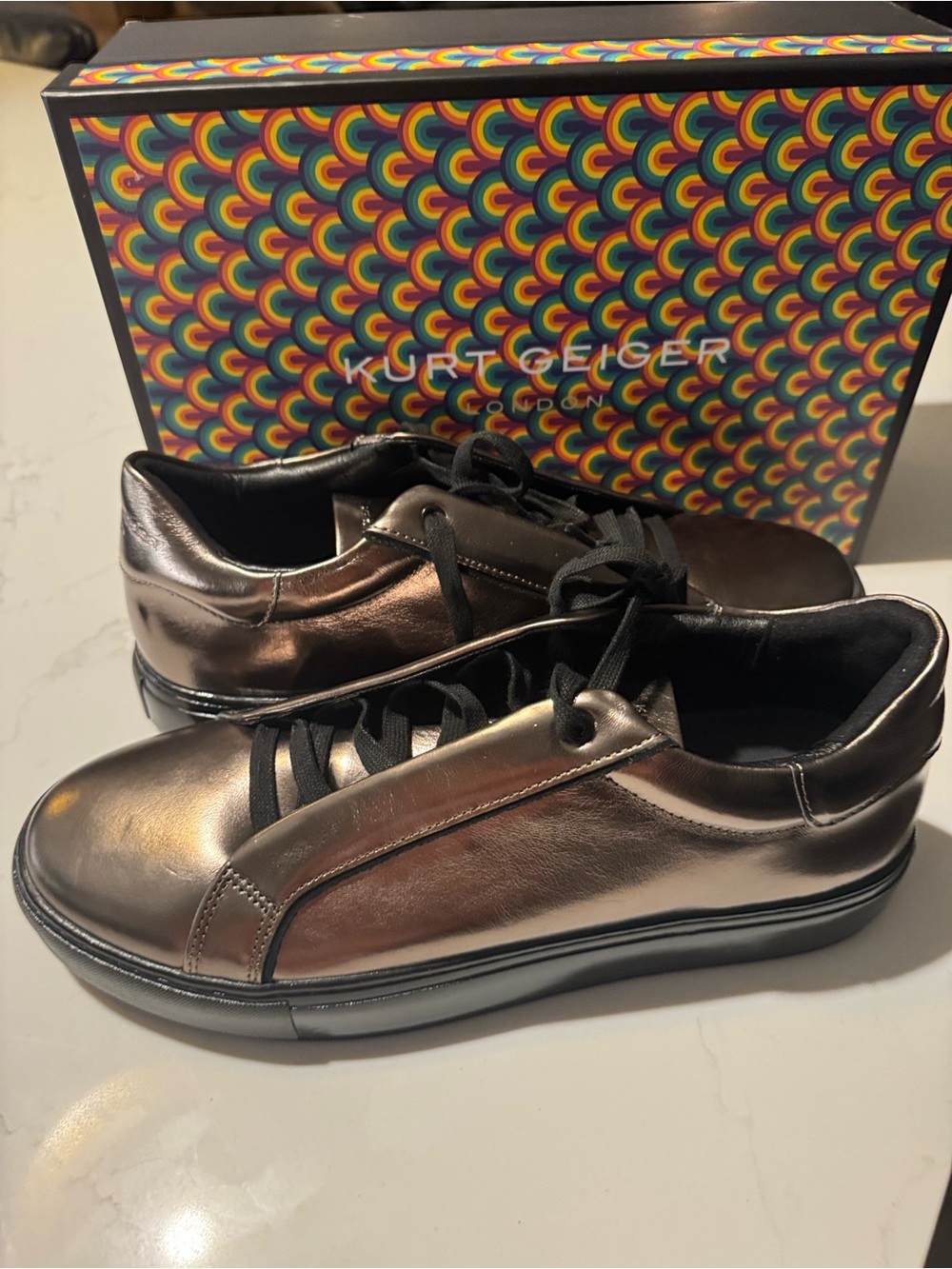 Kurt Geiger Men's Metallic Bronze Lace-Up Sneakers